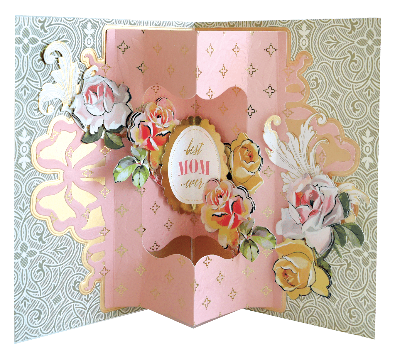 a close up of a card with flowers on it.