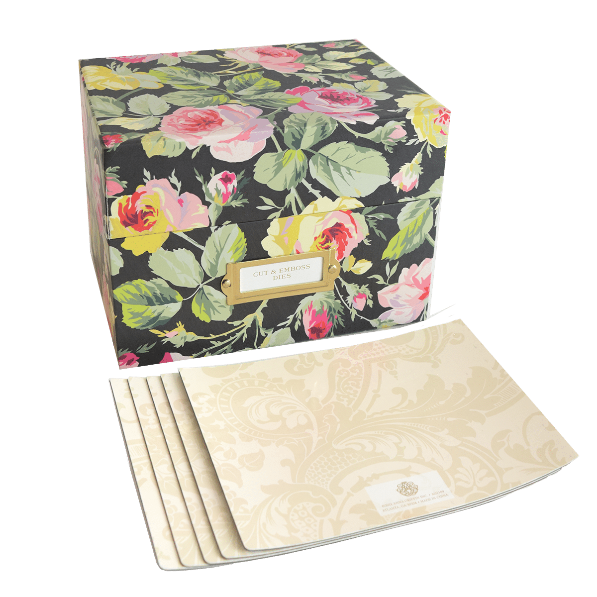 a box with a bunch of flowers on it.