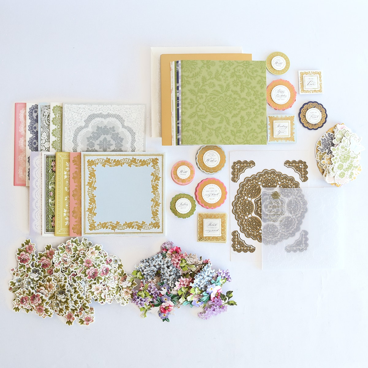 a table topped with lots of different types of cards.