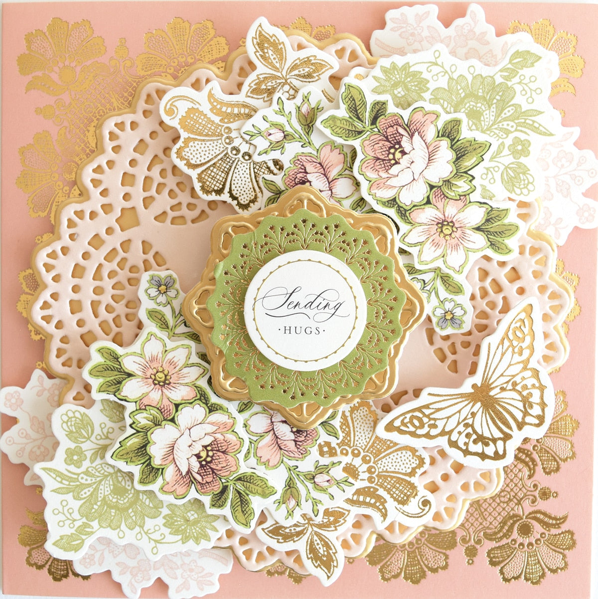 a close up of a card with flowers.