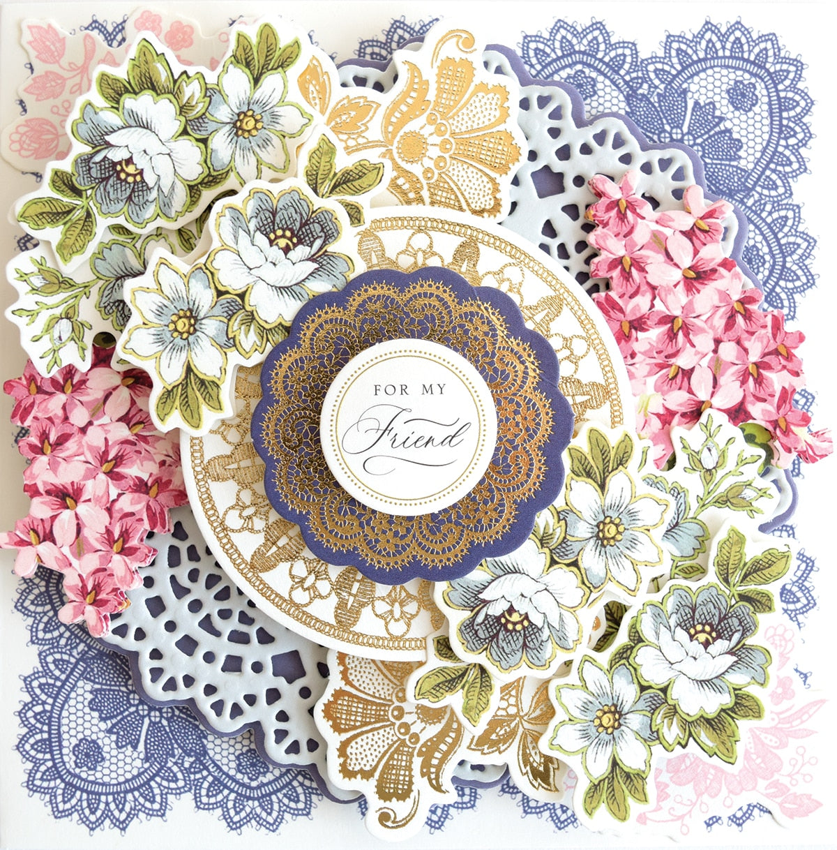 a close up of a card with flowers on it.