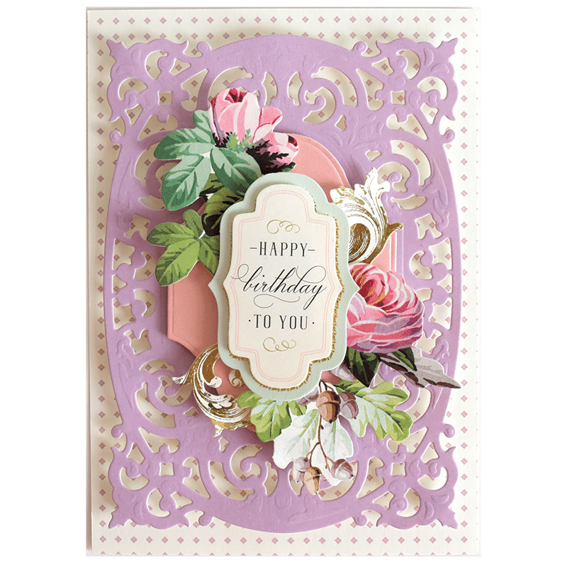 a happy birthday card with flowers on it.
