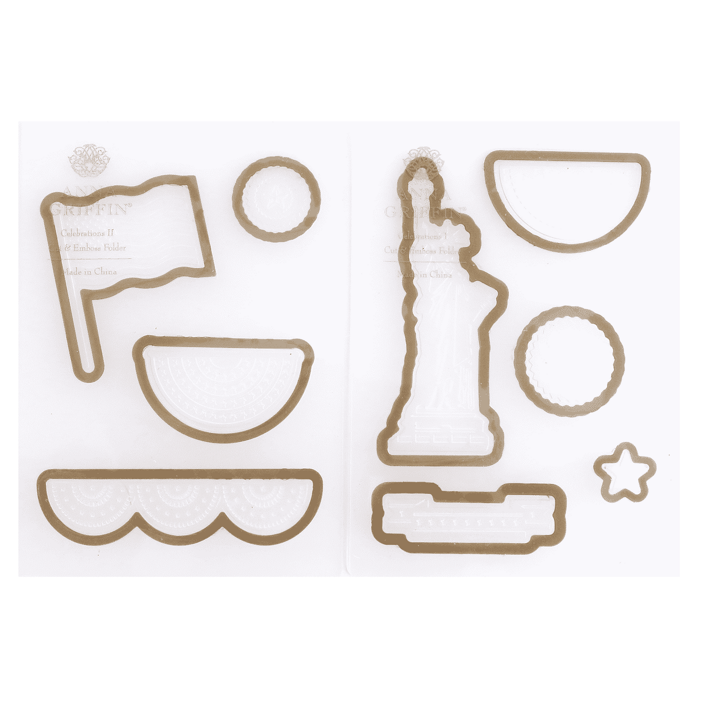a cutout of a statue of liberty and other items.