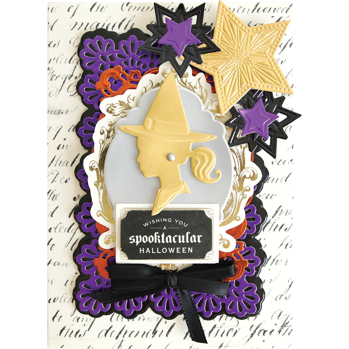a card with a picture of a witch on it.