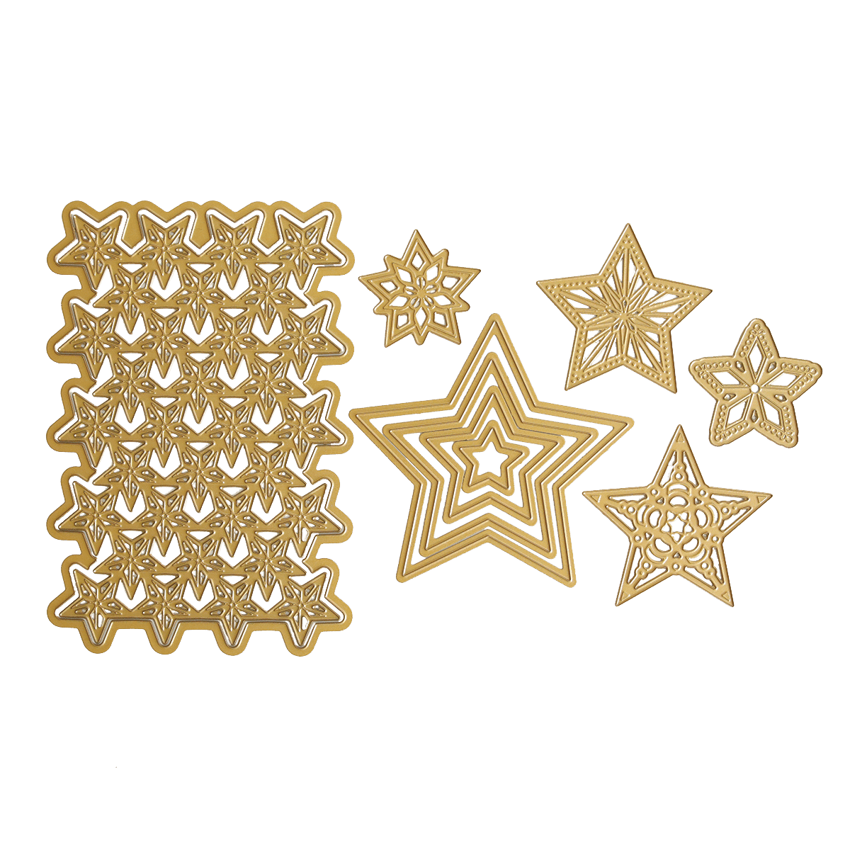 a green background with gold stars on it.