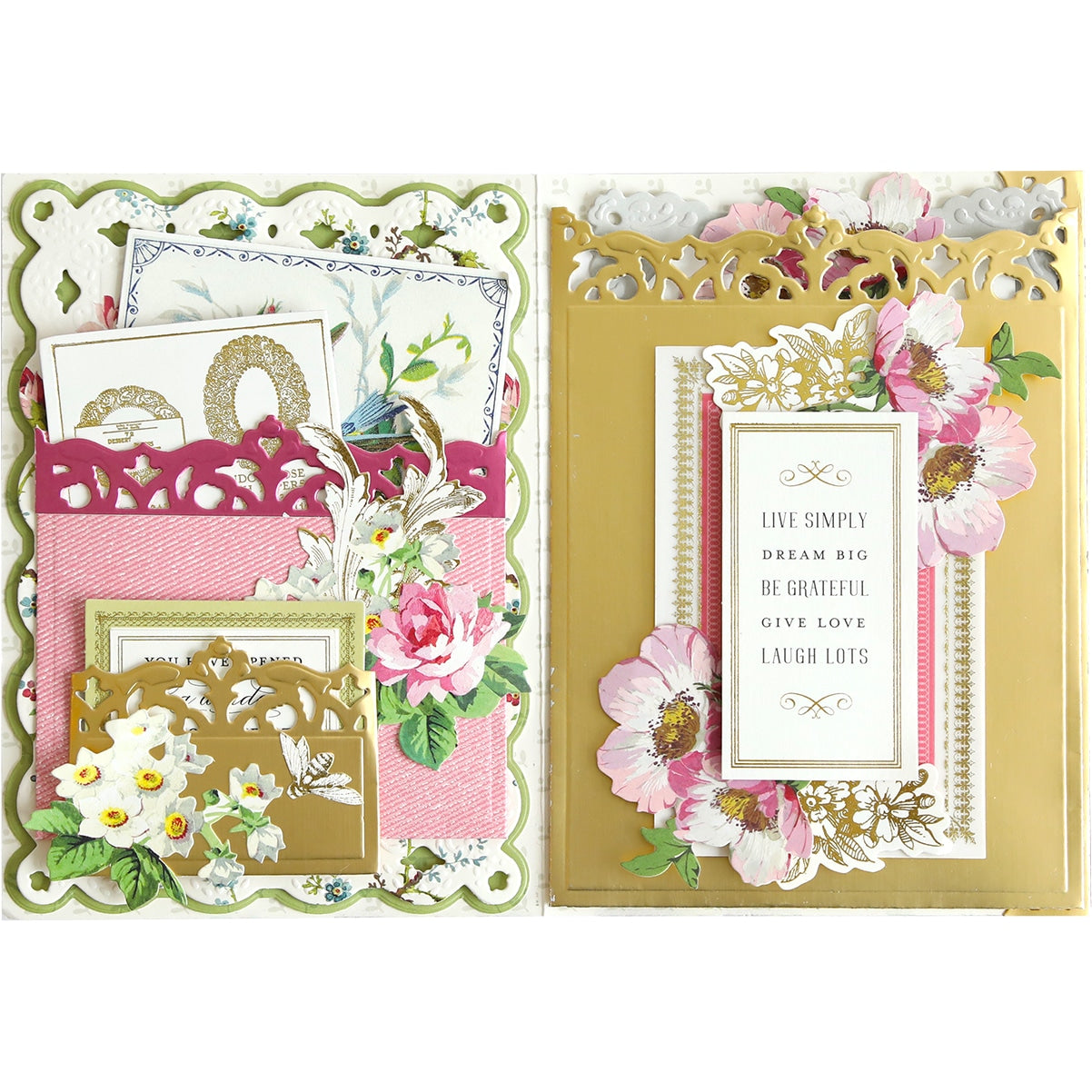 a close up of a greeting card with flowers.