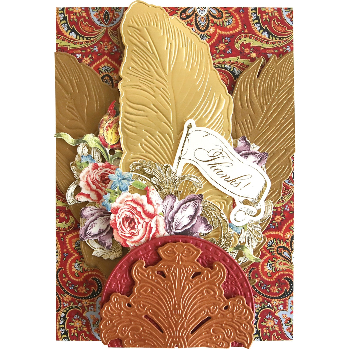 a close up of a greeting card with flowers.