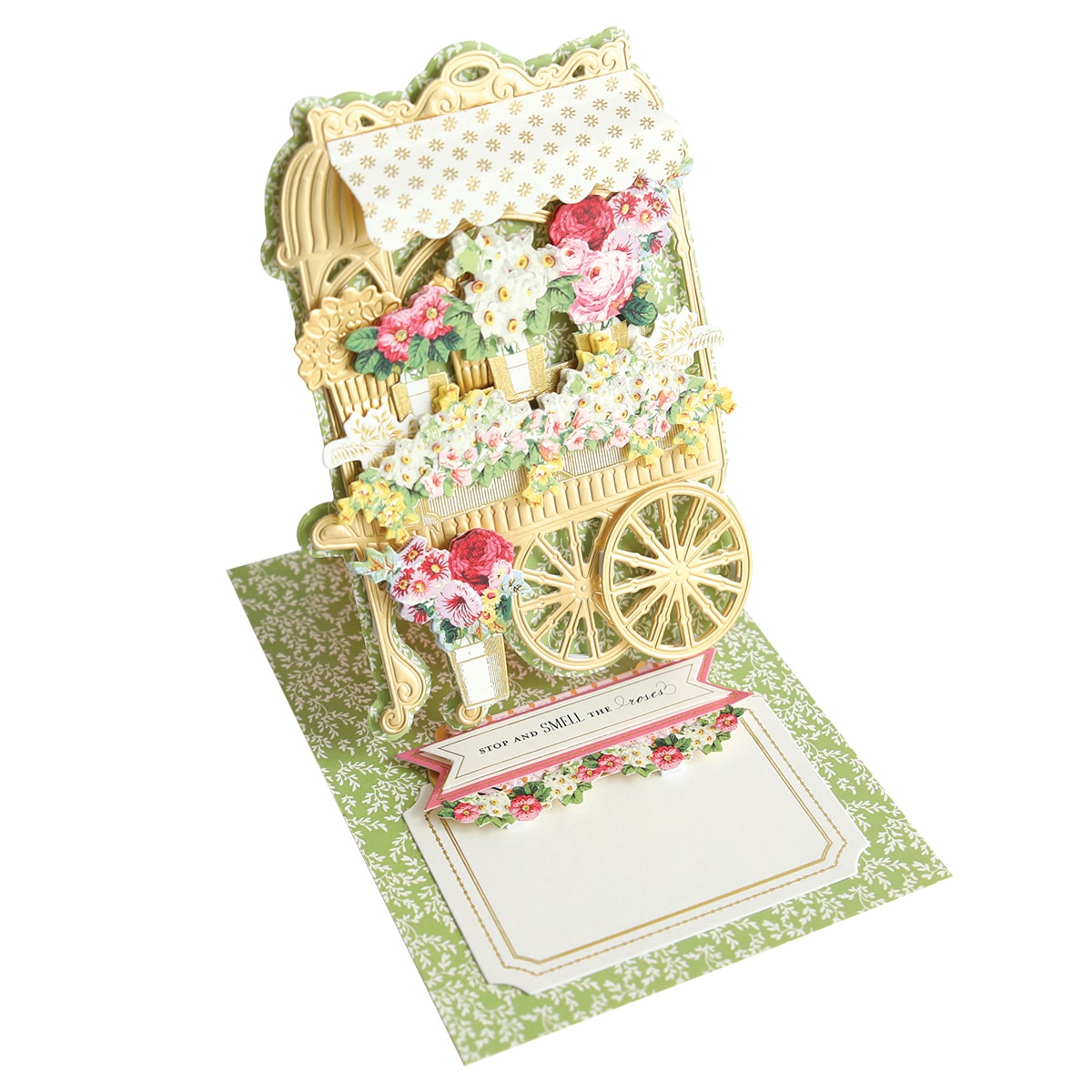a card with a horse drawn carriage on it.