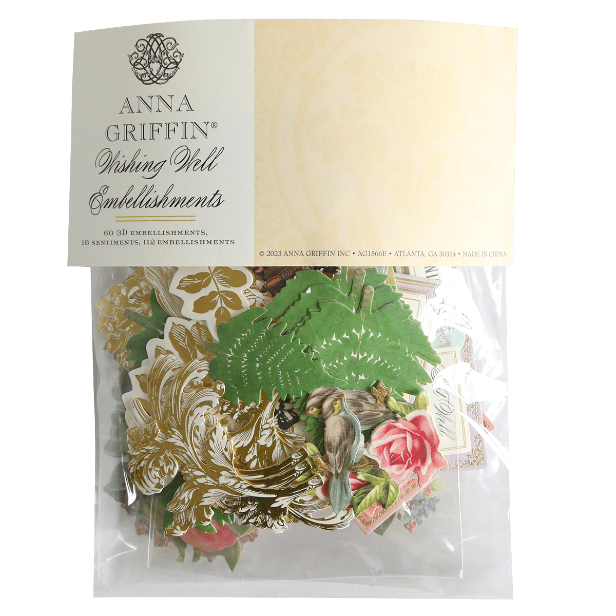 Anna Griffin's Wishing Well Embellishments in a bag.