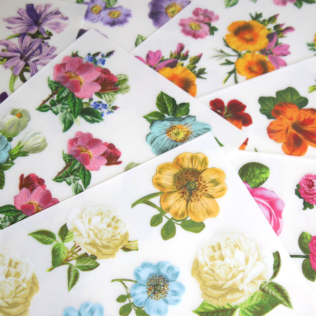 a close up of a bunch of flowers on a table.