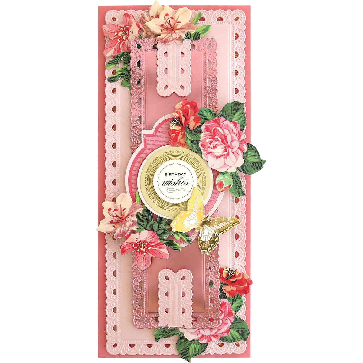 a close up of a card with flowers on it.