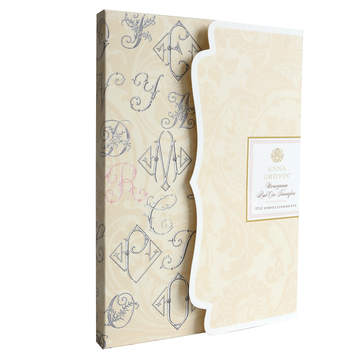 A book with Monogram Rub Ons on the cover.