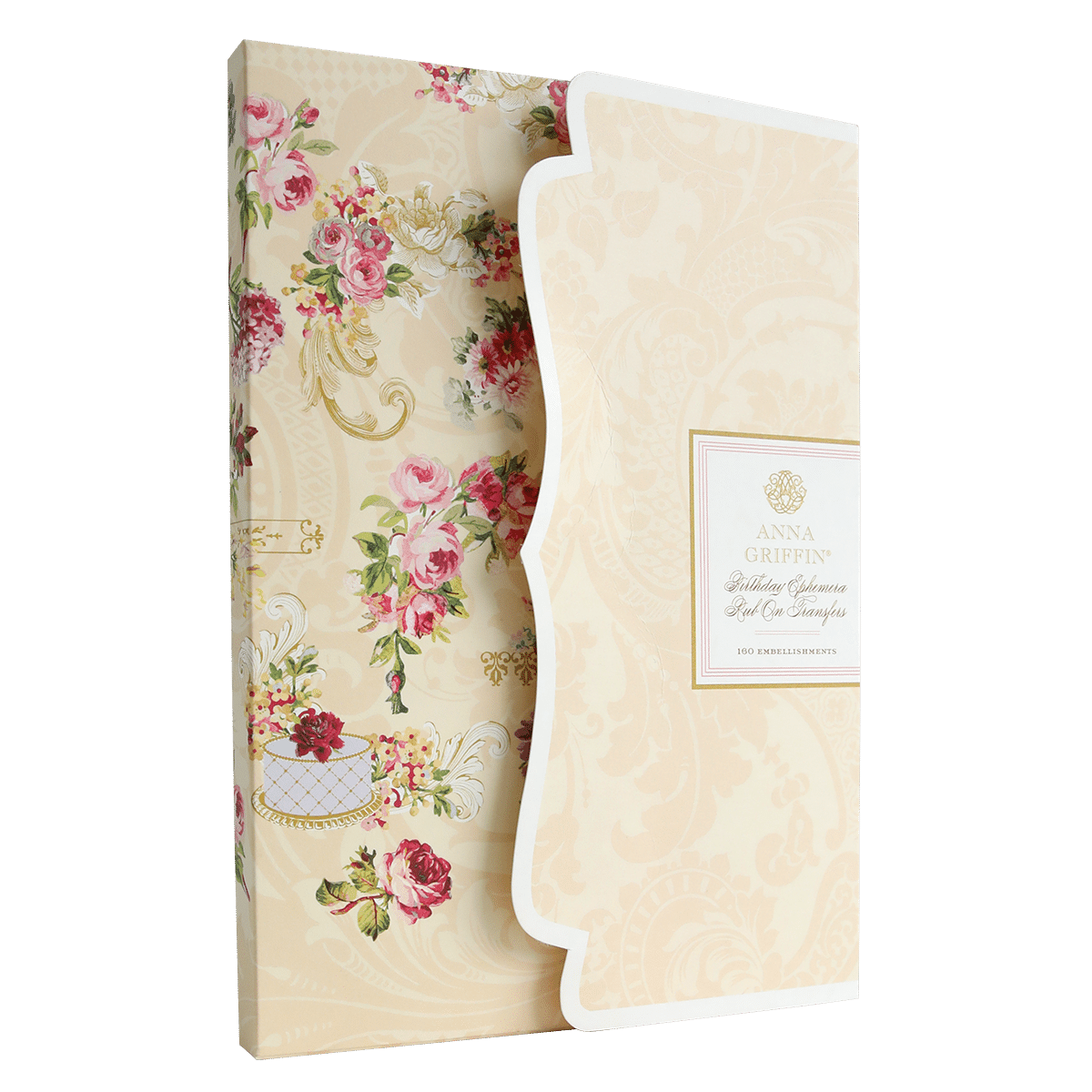 A notebook with Birthday Ephemera Rub Ons on the cover.