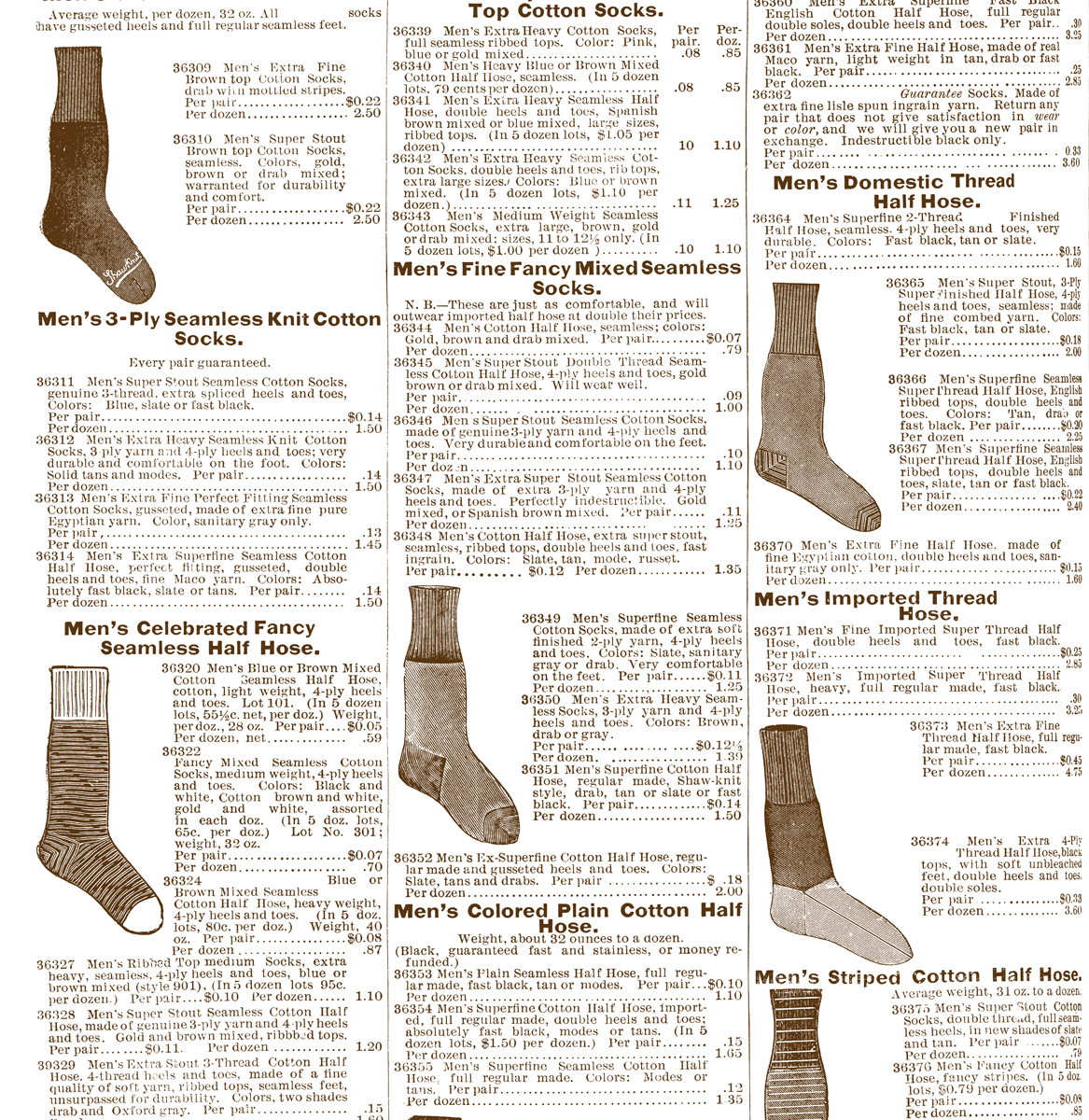 a page from a book showing different types of socks.