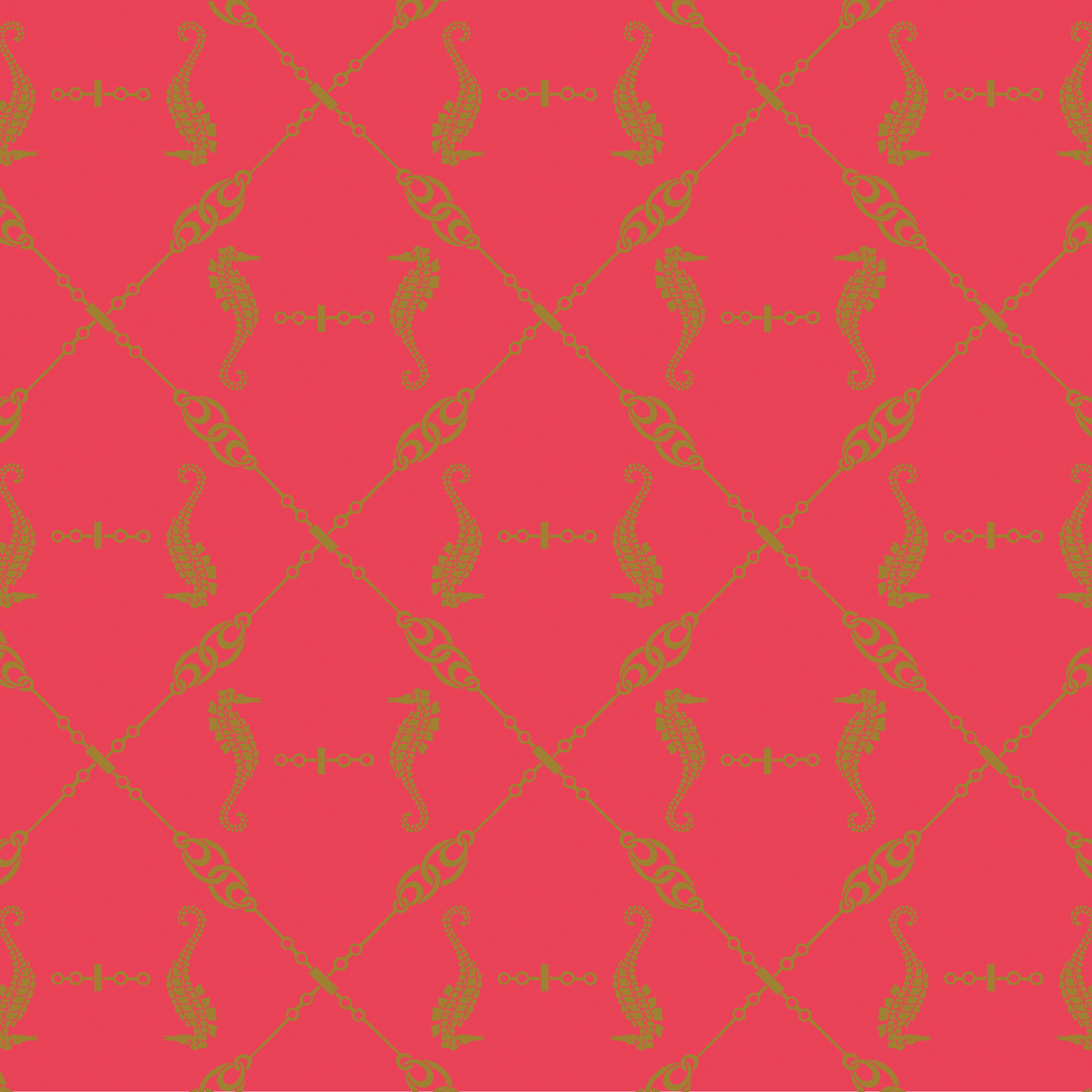 a red background with a gold design on it.