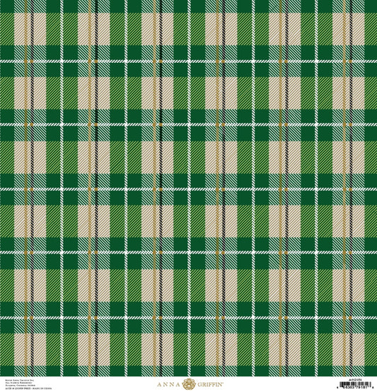 a green and beige plaid pattern.
