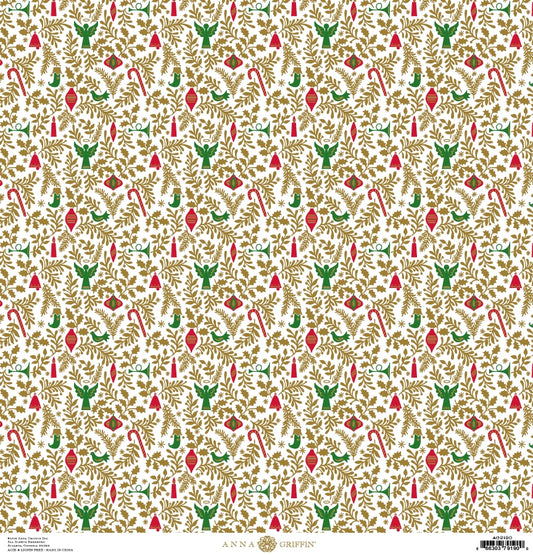 a white background with red and green flowers.
