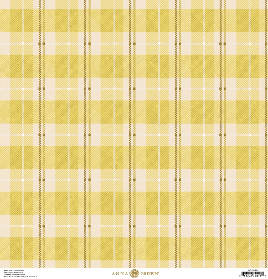 YELLOW LINED FOIL PLAID 12x12 CARDSTOCK – Anna Griffin Inc.