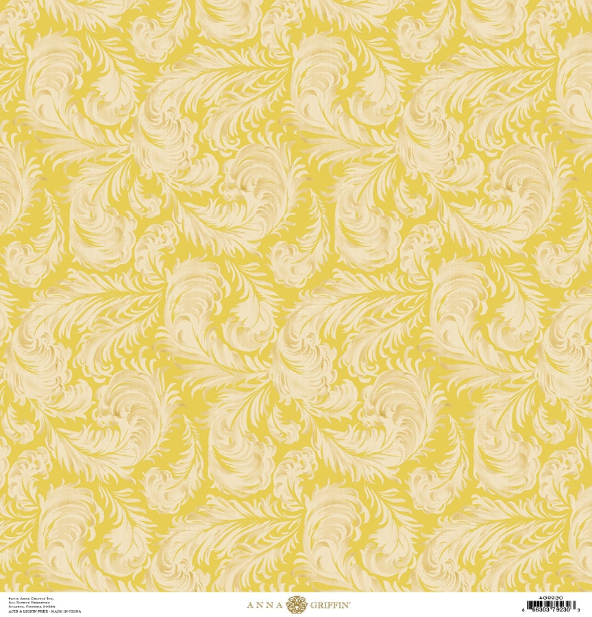 FULL FEATHERS YELLOW 12X12 CARDSTOCK