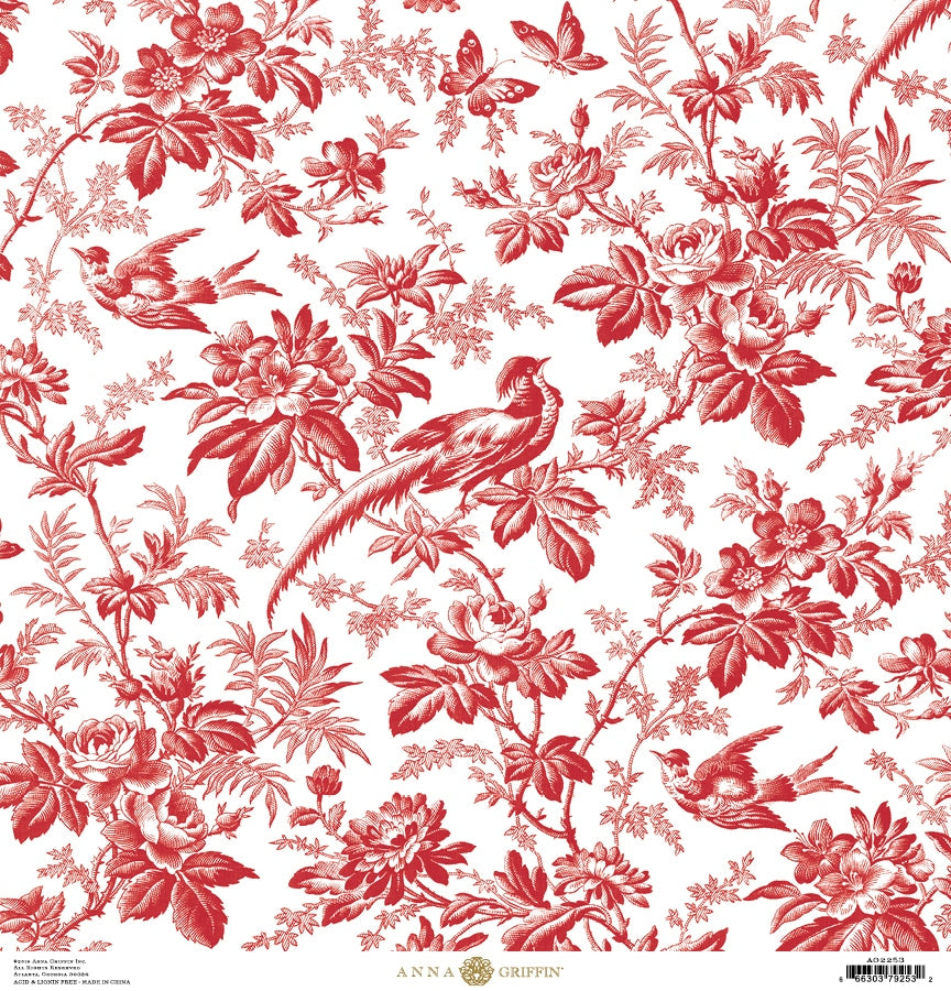 FLORAL TOILE RED 12X12 CARDSTOCK – Anna Griffin Inc.