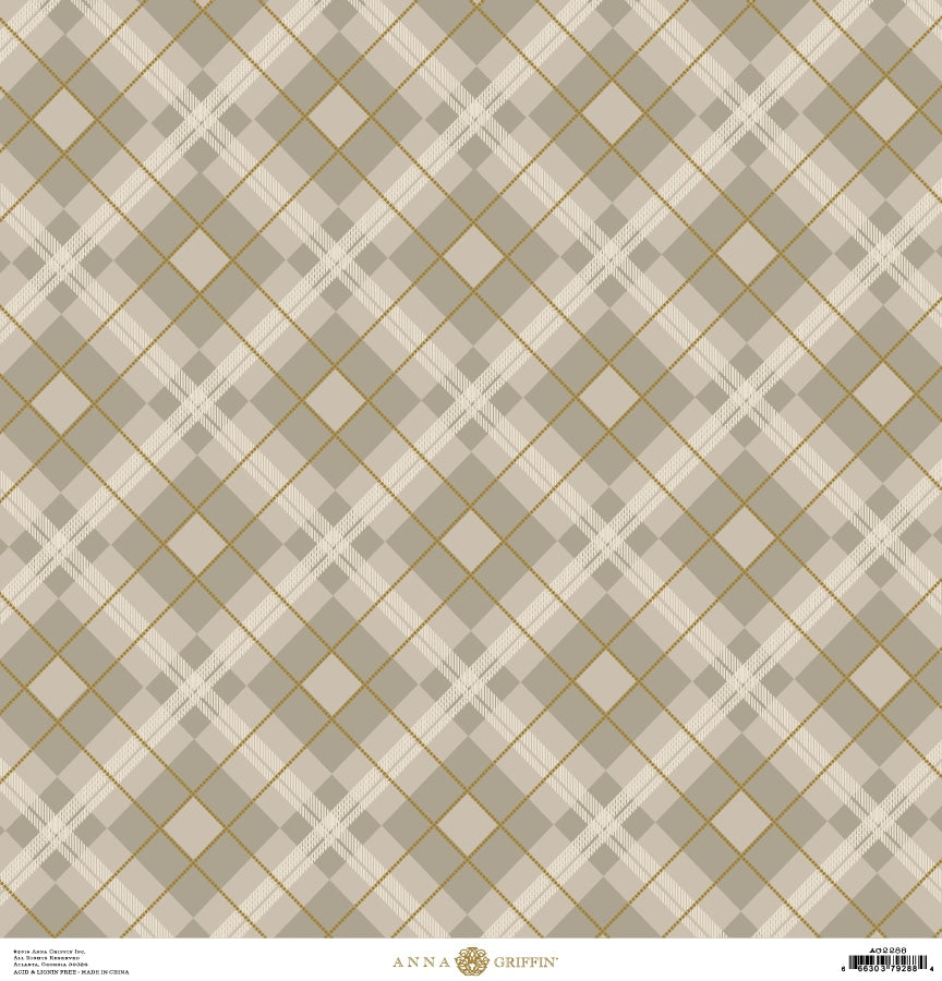 RED/GOLD FOIL GLEN PLAID 12X12 CARDSTOCK