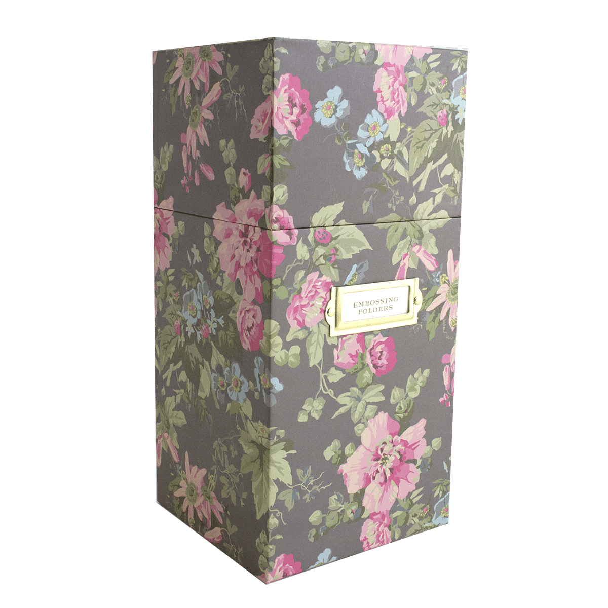 a box with a flower pattern on it.