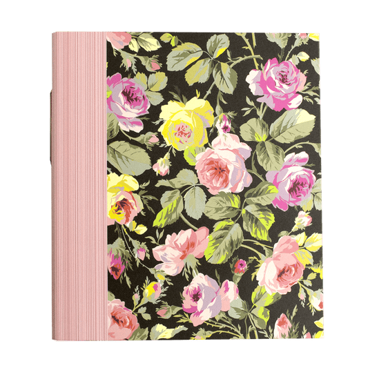a notebook with a floral pattern on it.