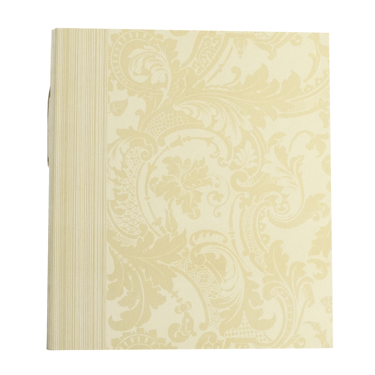 a white book with a yellow cover.