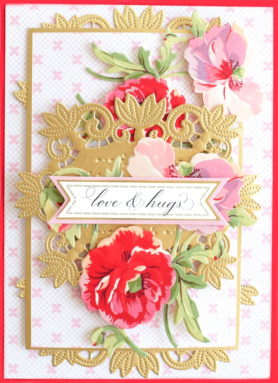 a close up of a card with flowers on it.