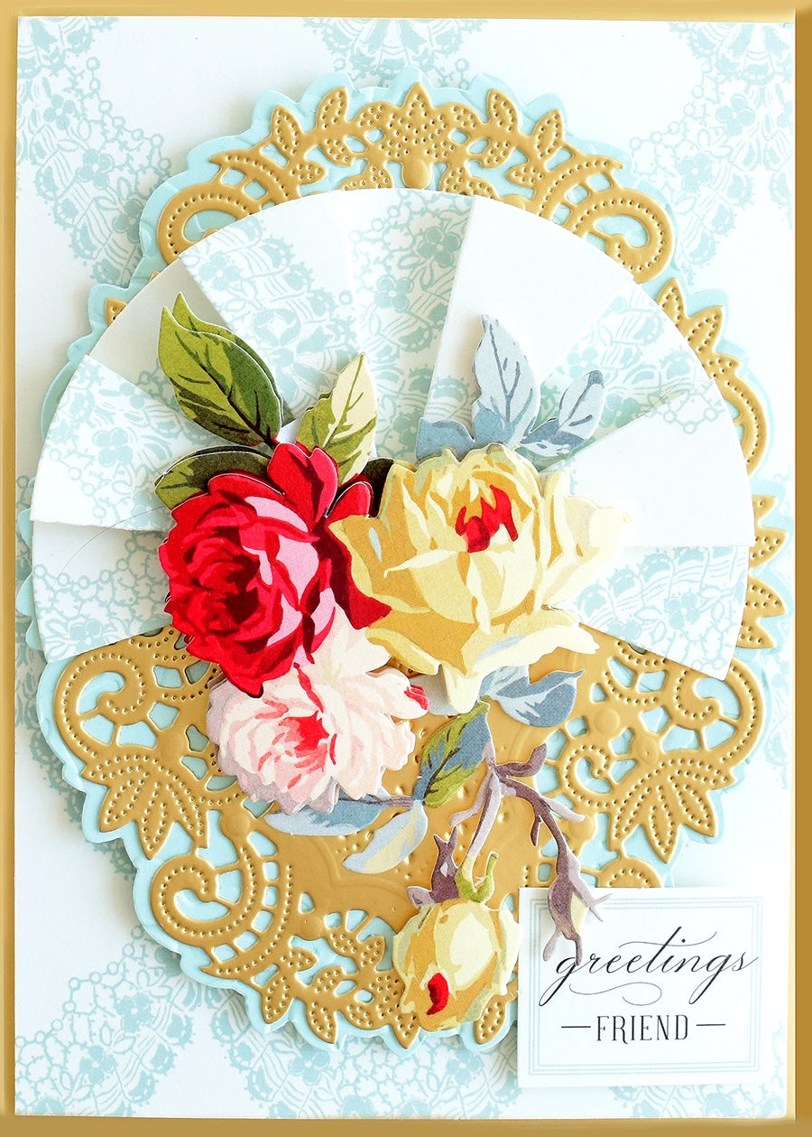a close up of a card with flowers on it.
