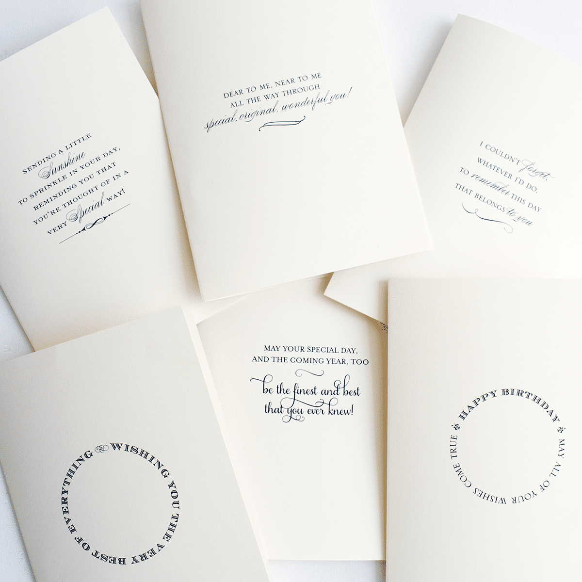 a bunch of cards with writing on them.