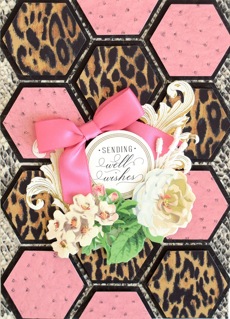 a close up of a card with a bow on it.