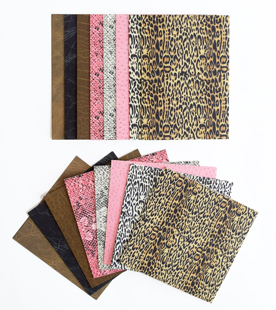 a bunch of different types of fabric on a white surface.