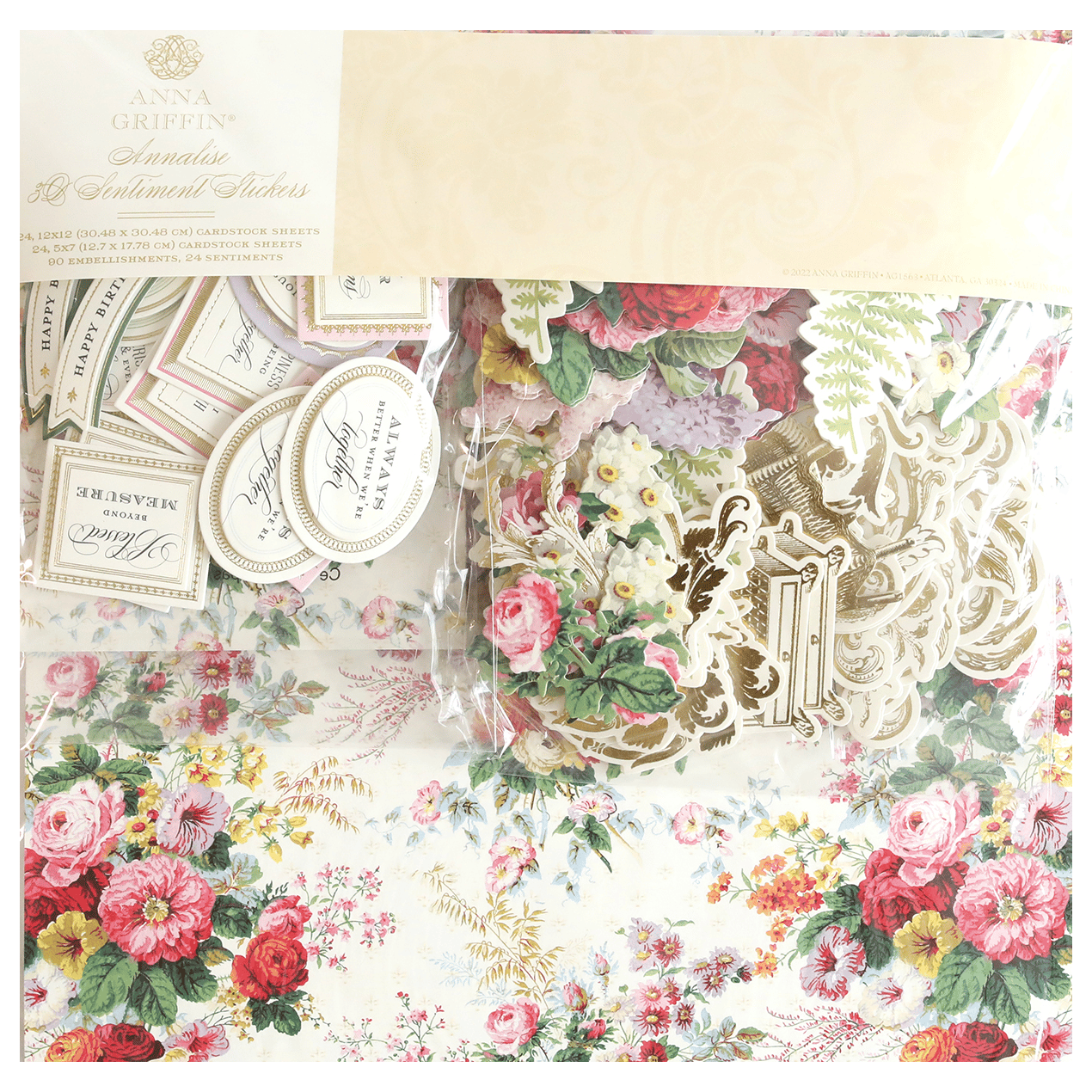 NEW Double Sided Rose White Floral 12 x 12 scrapbook paper craft