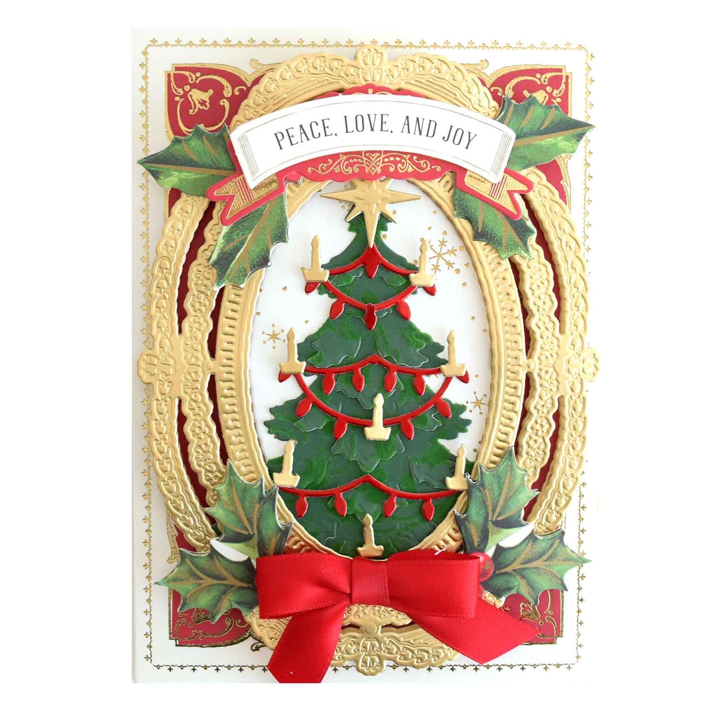a card with a christmas tree on it.