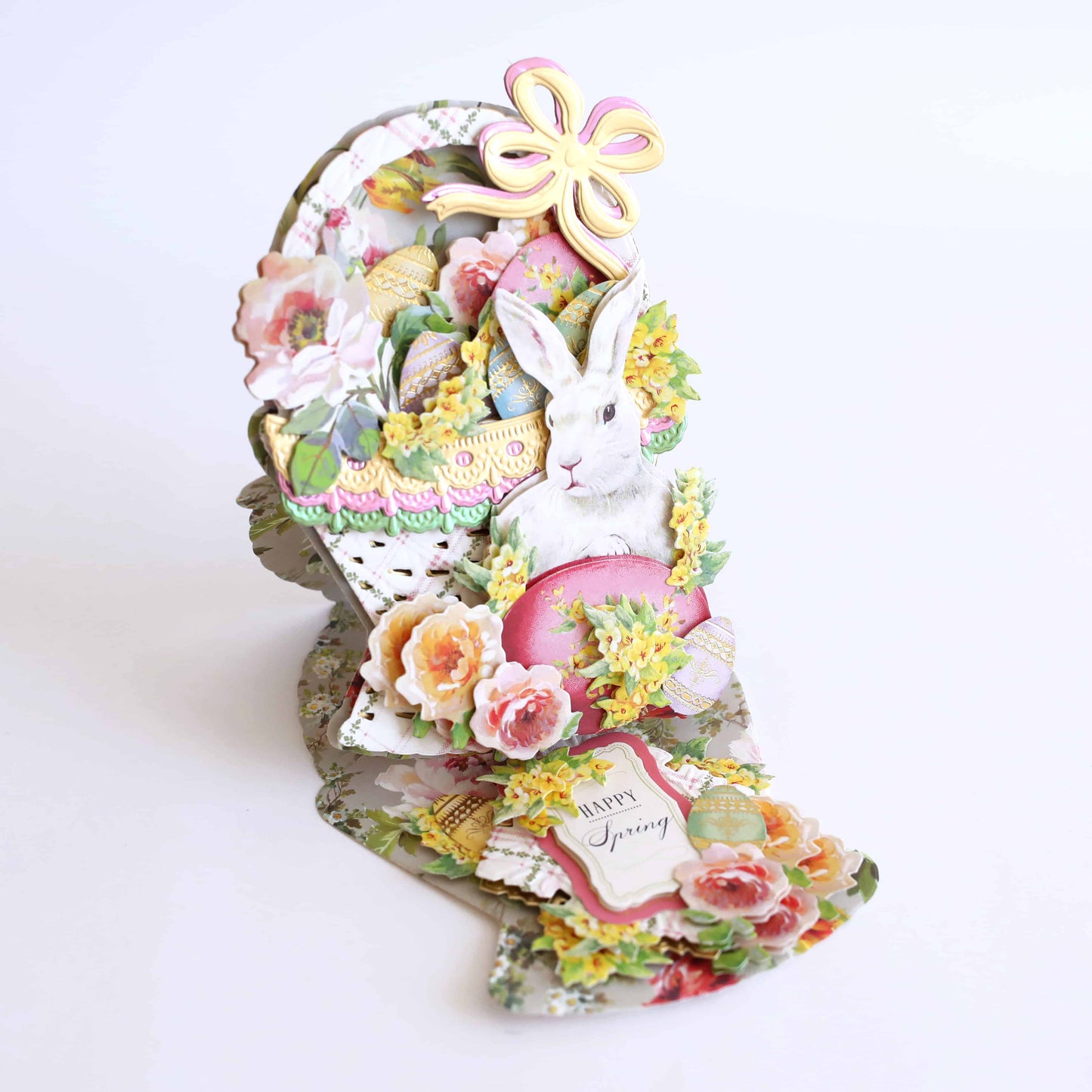 a close up of a paper sculpture of a rabbit.