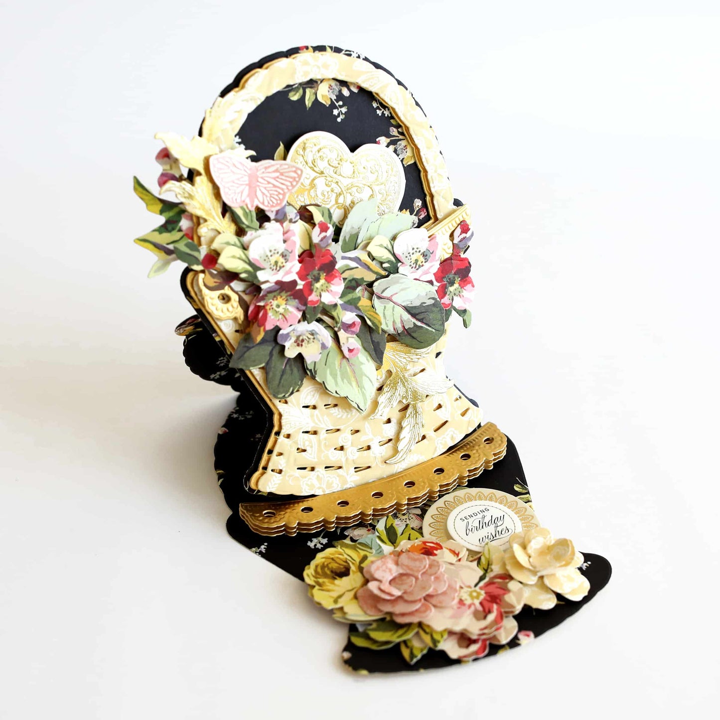 a close up of a decorative object on a white surface.