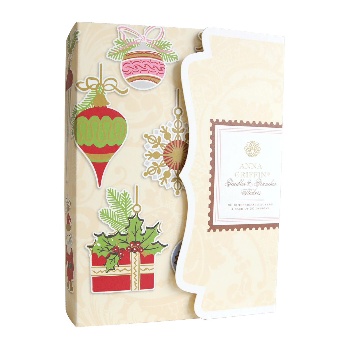 a box with a christmas ornament on it.