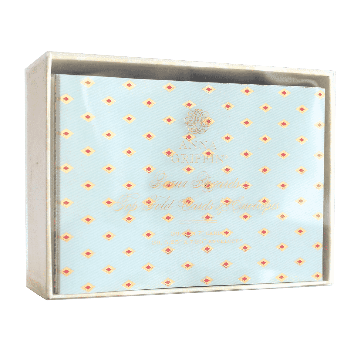 a blue box with orange dots on it.