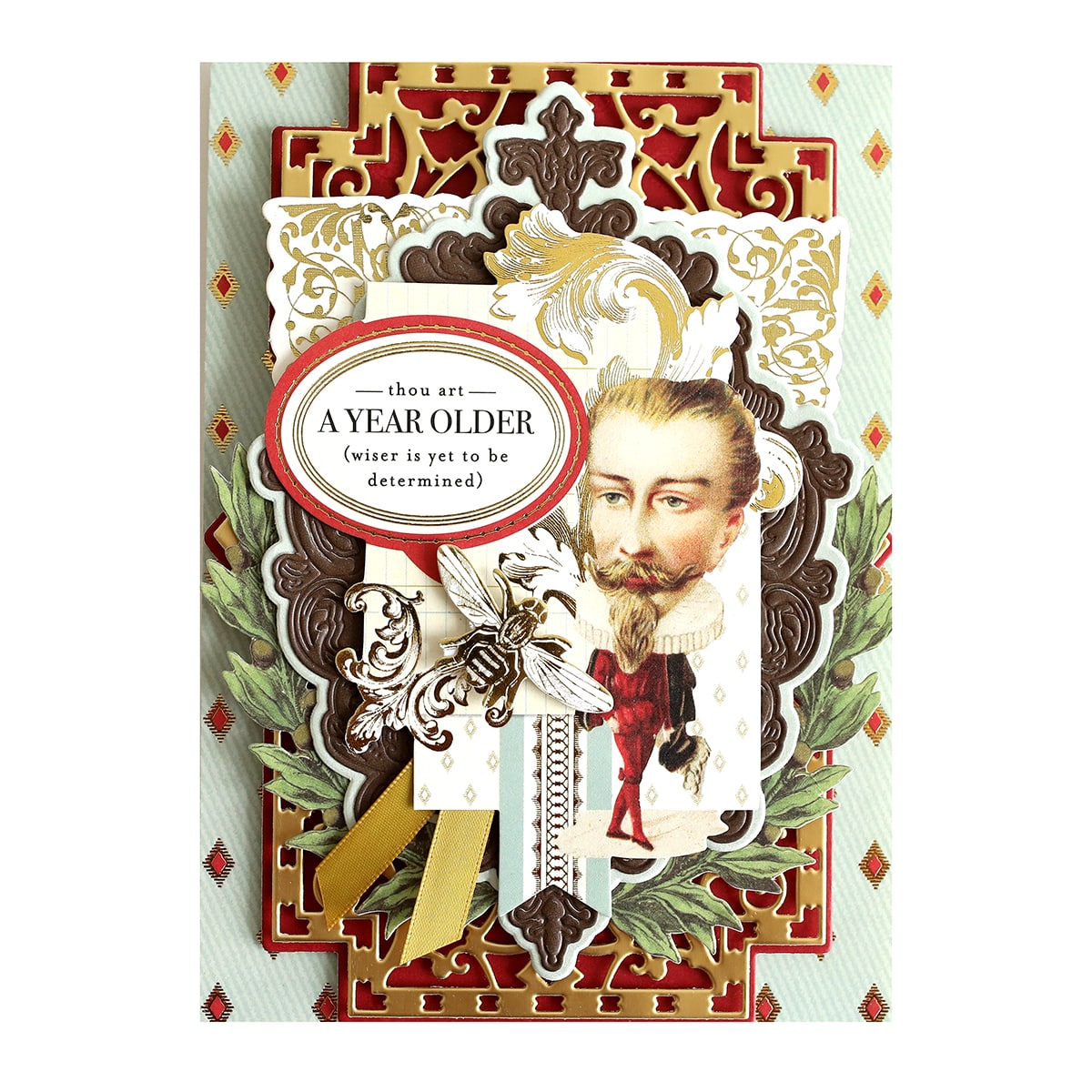 a card with a picture of a man with a beard.