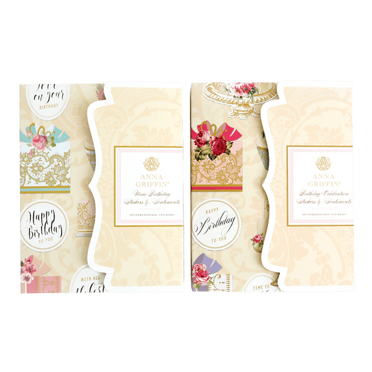 a set of Birthday Celebration Sticker Bundle with floral designs on them.