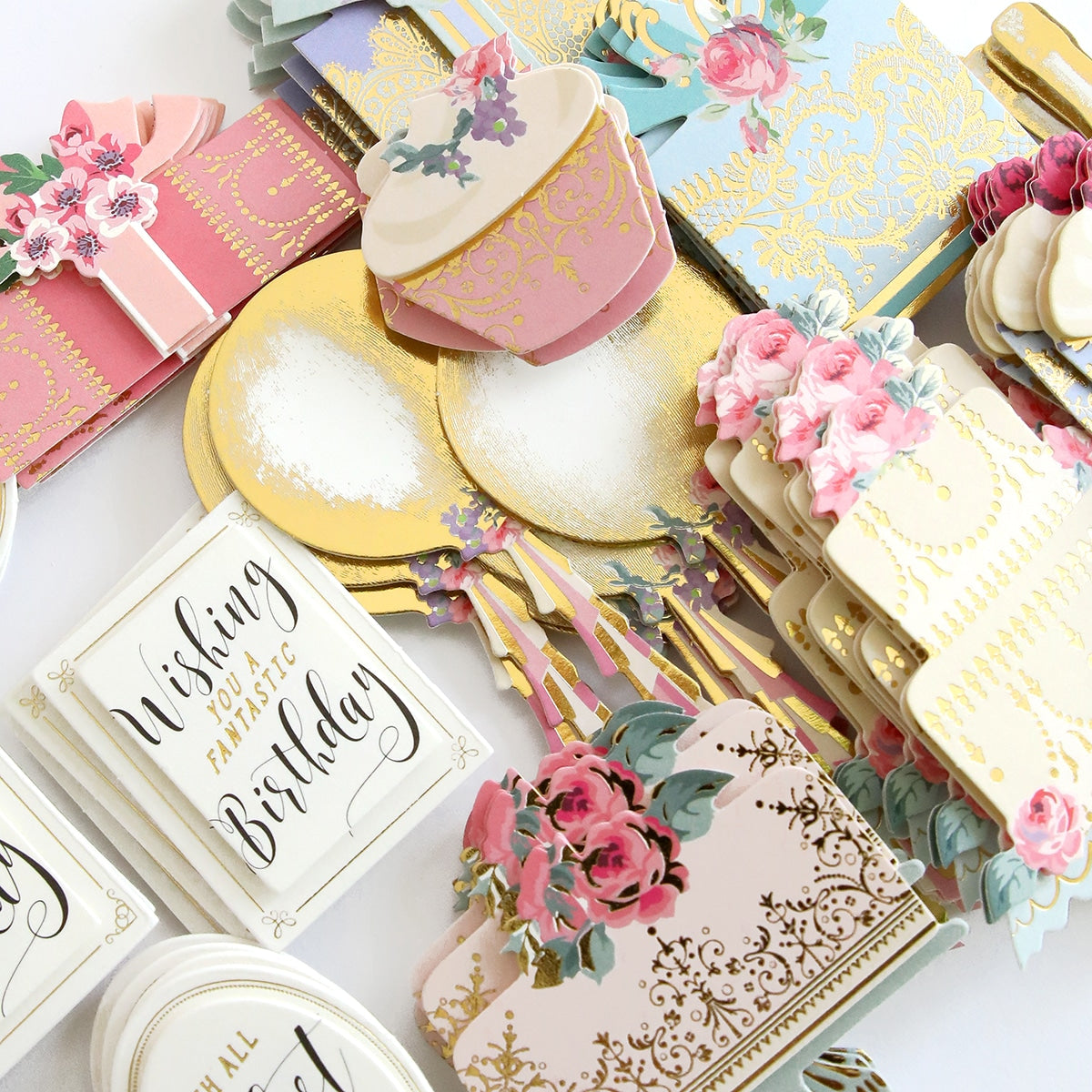 a collection of Birthday Celebration Sticker Bundle with flowers on them.