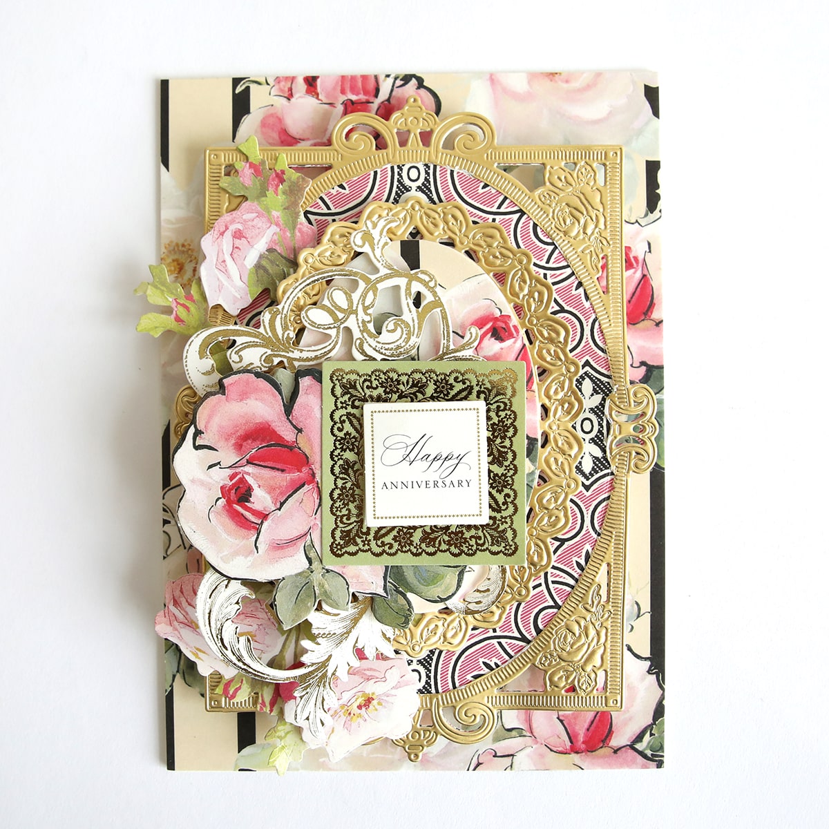 a close up of a card with flowers on it.