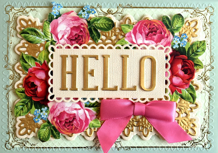 a close up of a card with flowers on it.