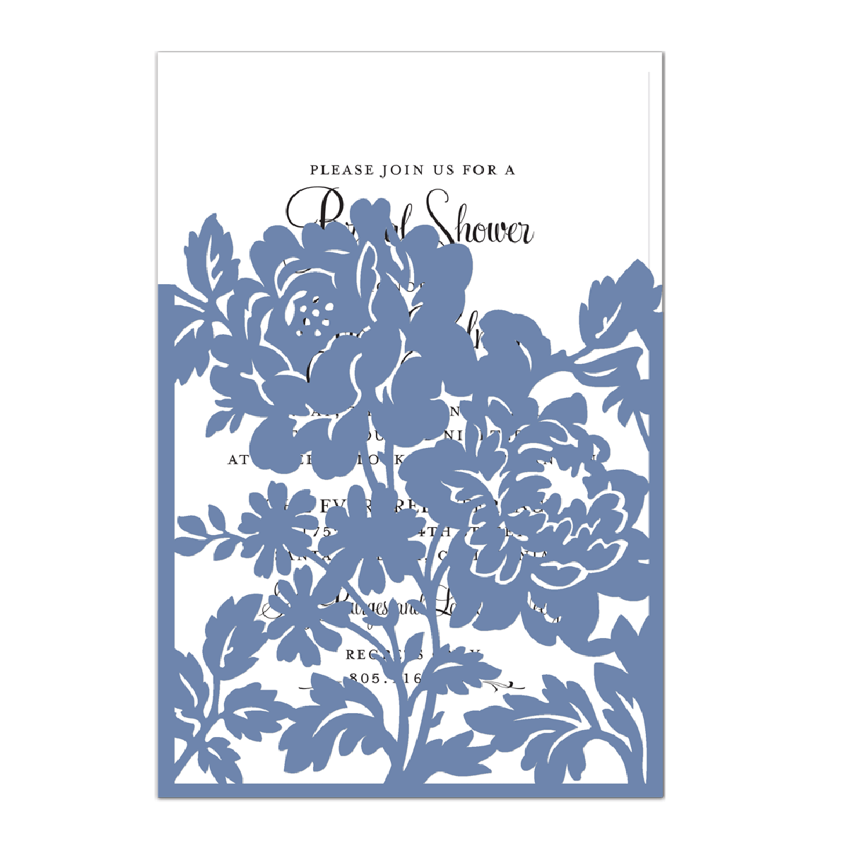 a blue and white floral design on a white background.