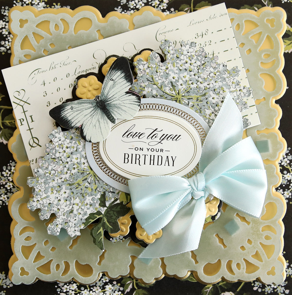 a close up of a birthday card with a butterfly on it.