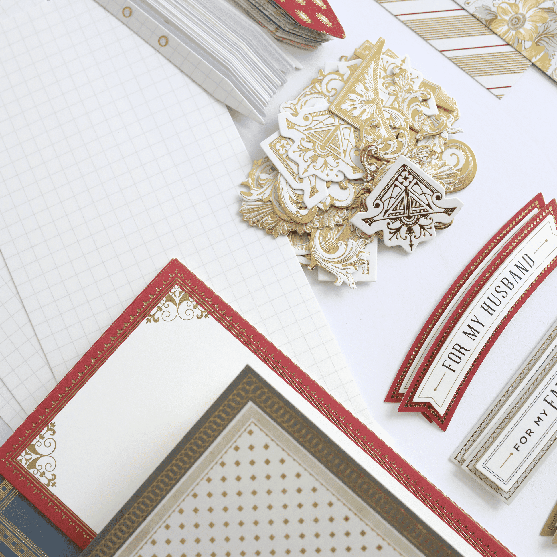 a table topped with lots of different types of cards.