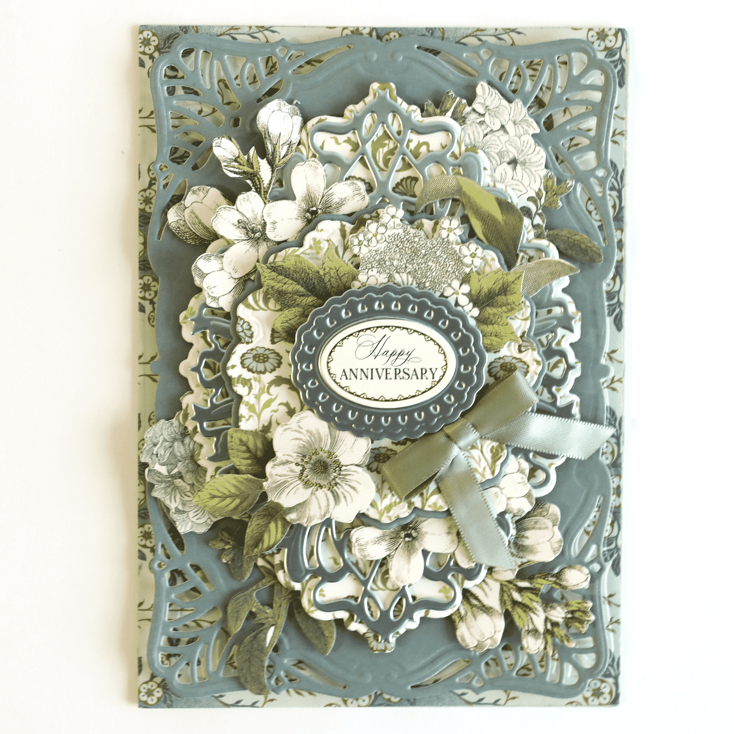a close up of a card with flowers on it.