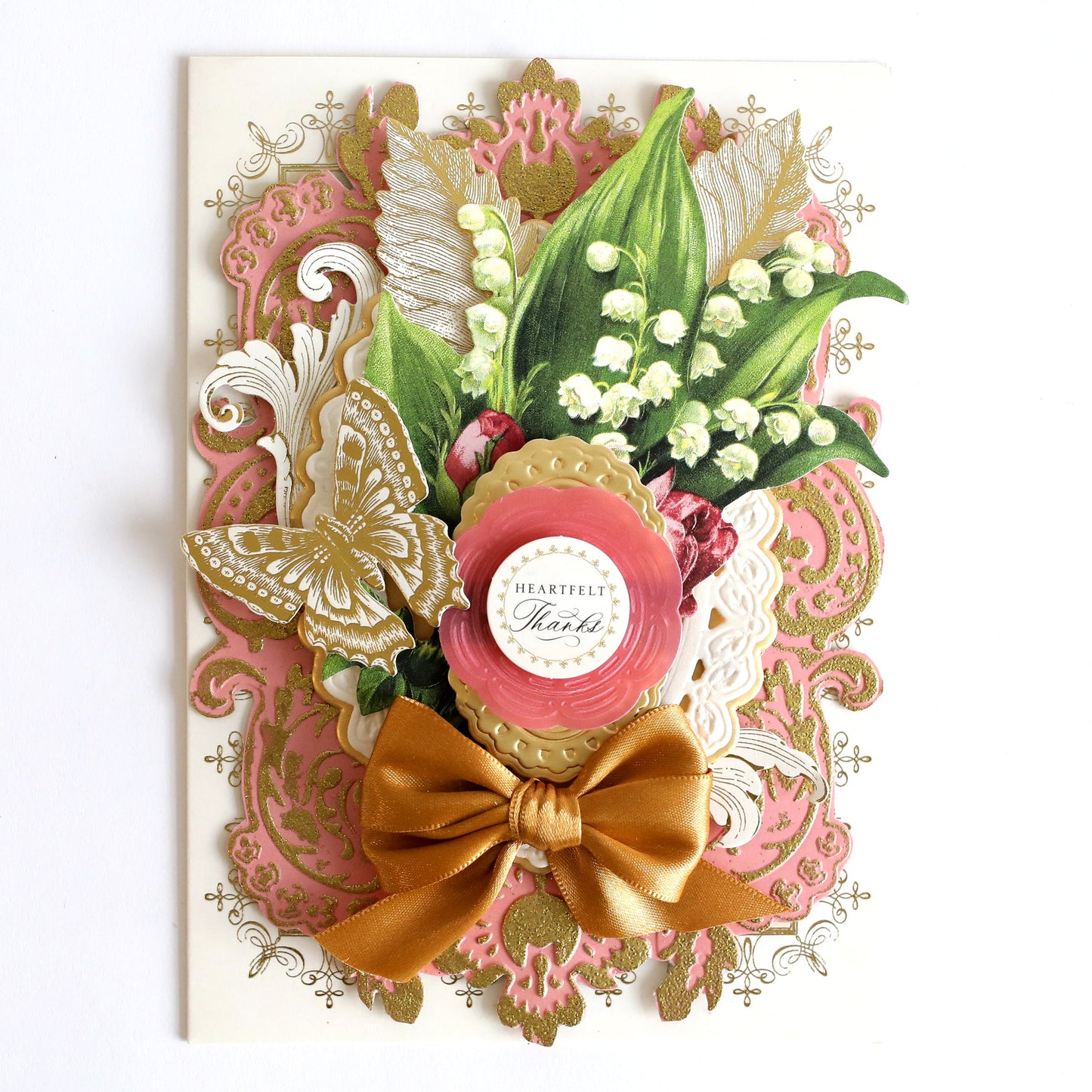 a close up of a greeting card with a bow.