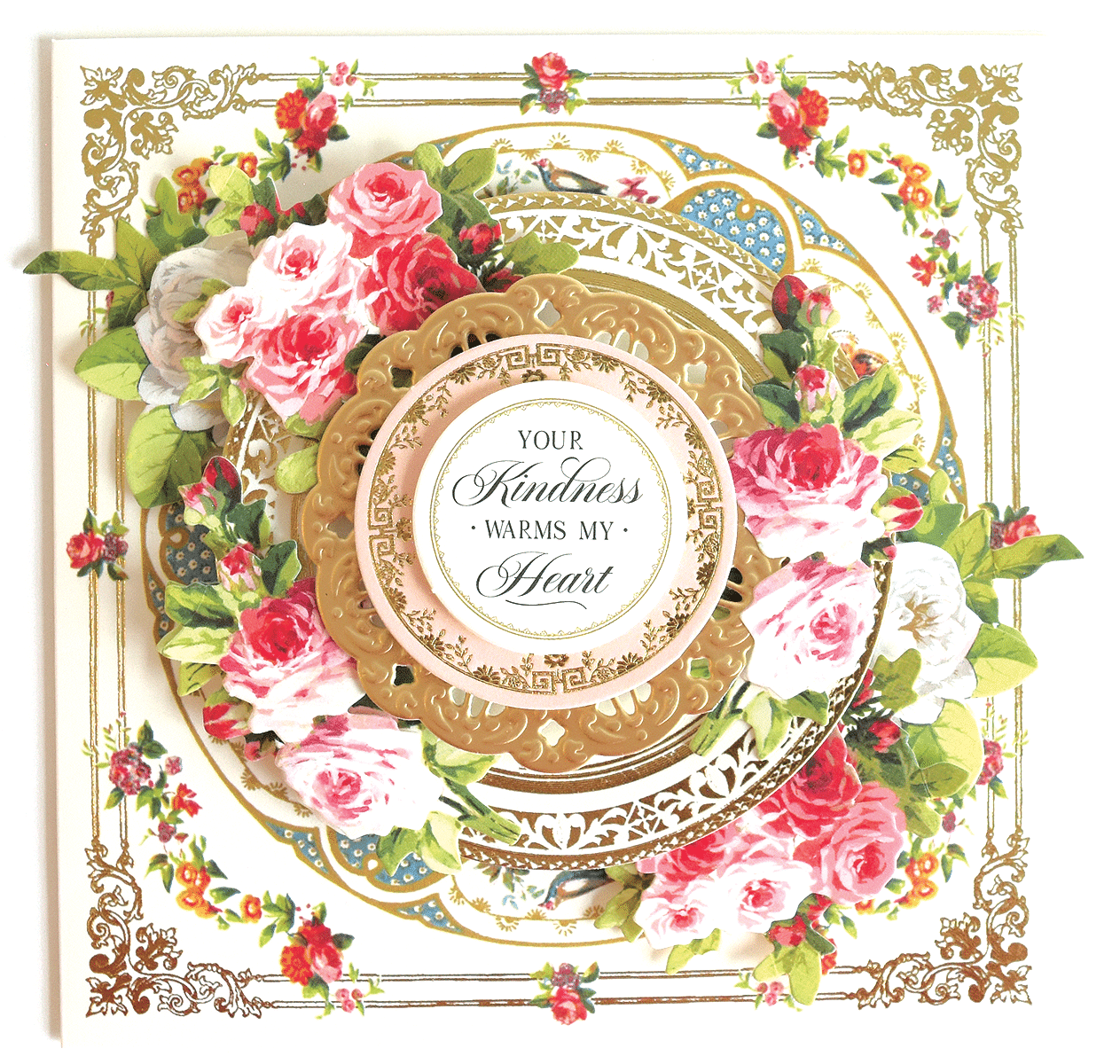 a card with a floral design on it.